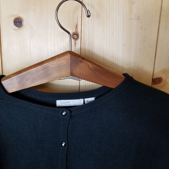 Luxe 360 by Hampshire Studio Black Rhinestone Inlay Button Down Cardigan… - Picture 2 of 8